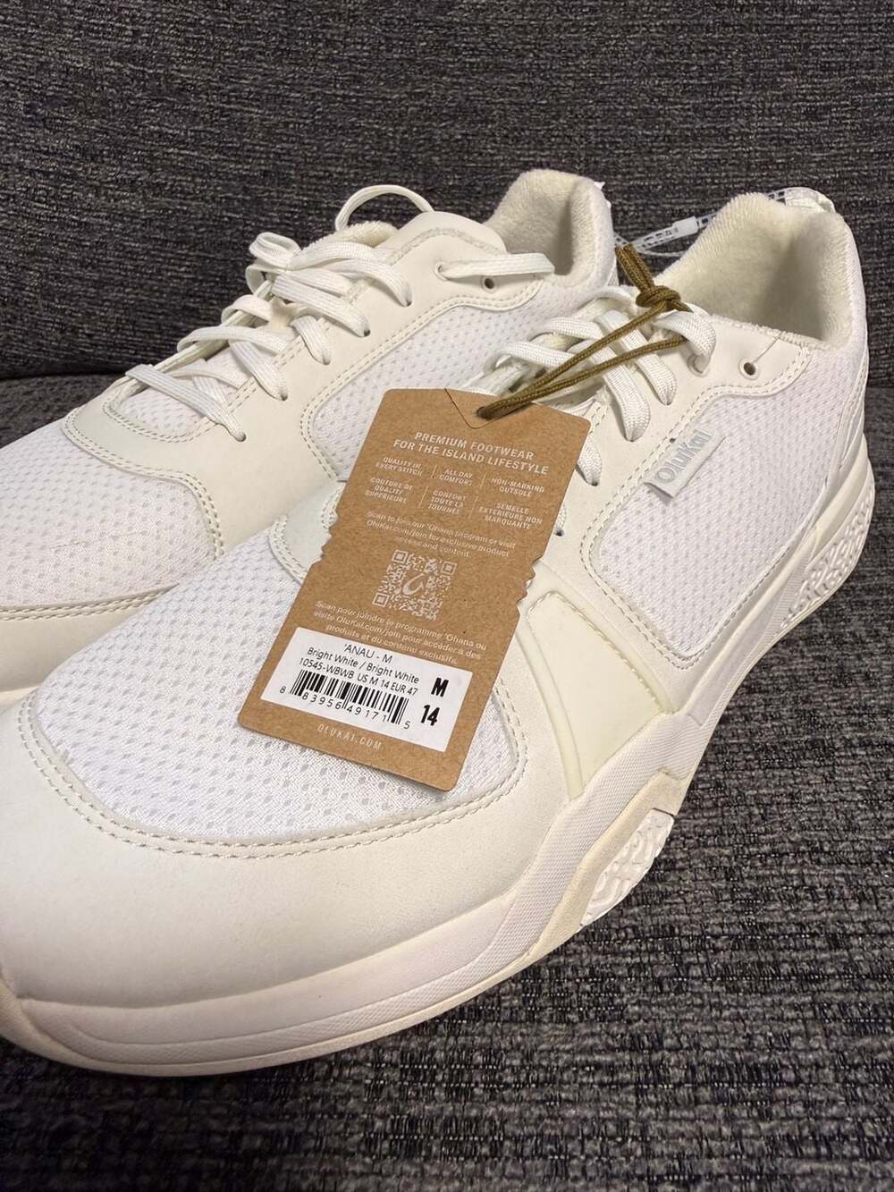 OluKai Anau Sneaker Size 14 Bright White Brand New